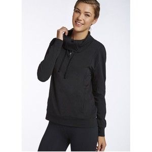 Fabletics Women's Sweatshirt Black Kingston Pullover Cowl Neck Pockets Large